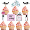 22PC Makeup Cake Toppers Kit - Lipstick, Perfume, Eyelash, Diamond Brush Decor for Women Girls Birthday Bridal Shower Spa Party