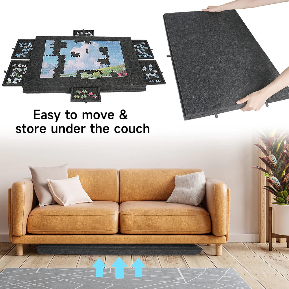 1000pcs Felt Puzzle Table Lightweight Puzzle Board Felt Puzzle Sorting Board Puzzle Classification Games Board with 6 Drawers