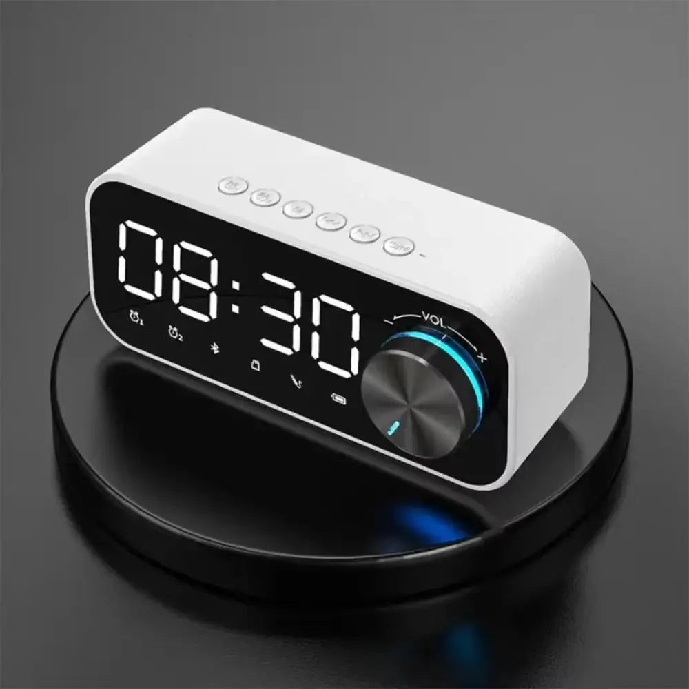 High Volume Bluetooth Speaker Portable Design Clock Function LED Alarm Clock Wireless Connectivity Super Bass