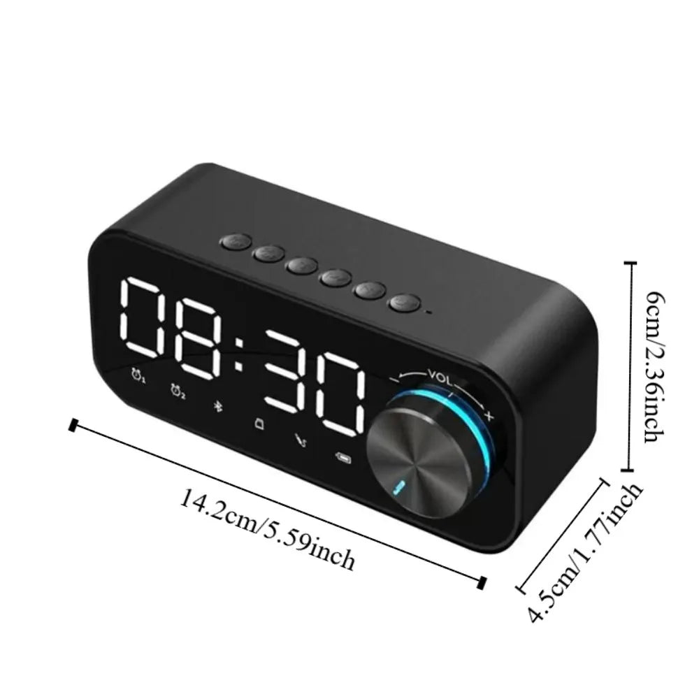 High Volume Bluetooth Speaker Portable Design Clock Function LED Alarm Clock Wireless Connectivity Super Bass