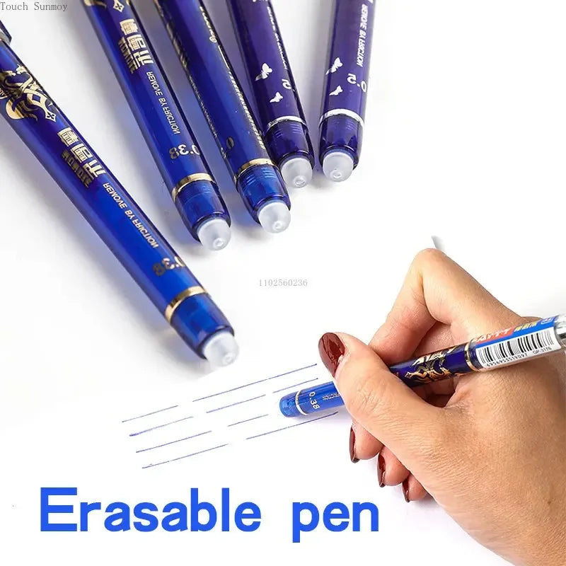 26 Pcs/Set Kawaii Erasable Pens Blue/black/red 0.35mm Gel Pen Gel Ink Stationery School Writing Supplies for Notebook Office Stu