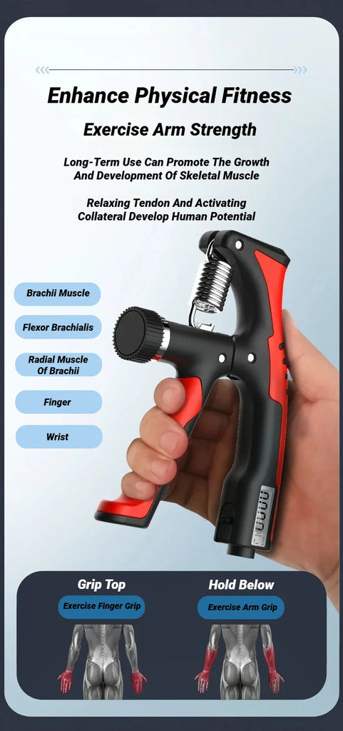 10-100KG Electronic Smart Counting Hand Grip Adjustment Exercise Power Strengthening Pliers Spring Finger Pinch Wrist Training