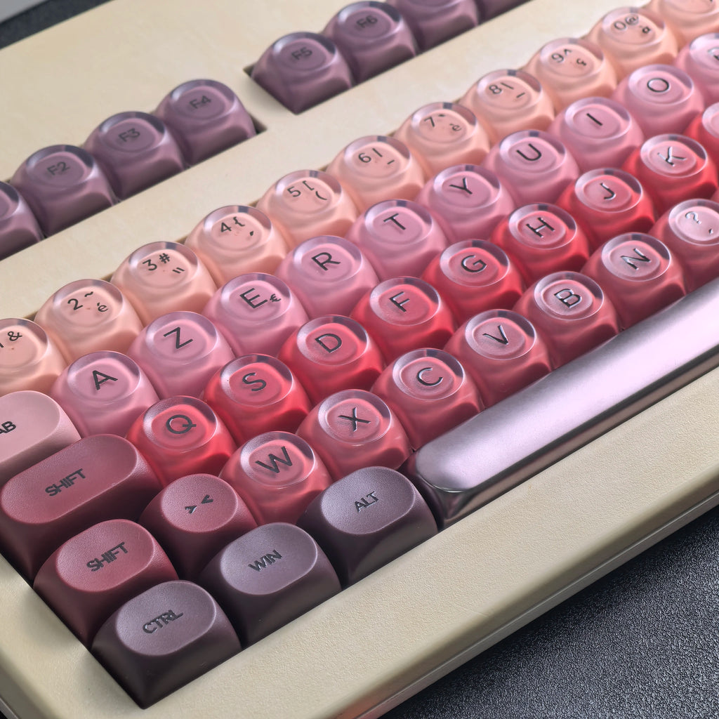 MAIMOOO AZERTY Keycaps French Iso Layout Retro Red Lipstick Foundation MOA PBT PC FR Crystal Keyboard Keycaps