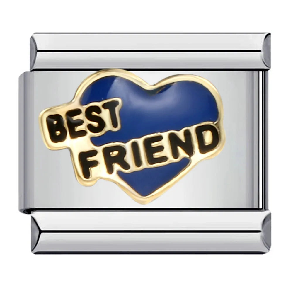 New Arrivals Y2K Classic Blue Loving Heart Demon's Eye Starry Sky Italian Link Fit 9mm Stainless Steel Charm Bracelet DIY Making