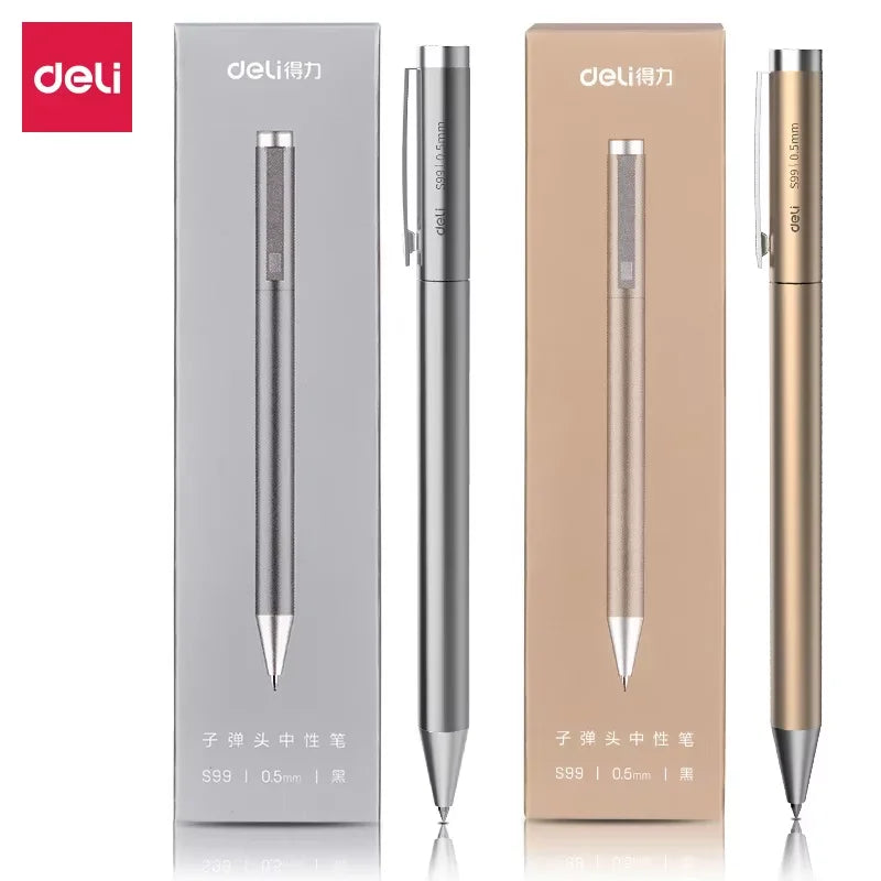 DELI Premium Metallic Signature Pens 0.5mm Gold Silver Gel Ink Smooth Writing Pens for Signing Certificates Awards Menus