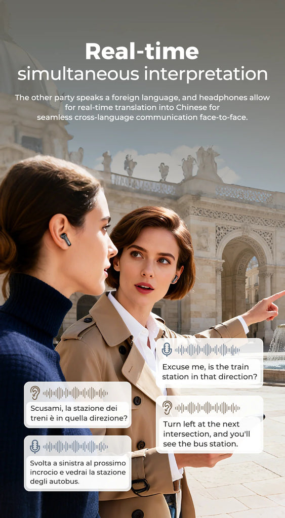 【MINISO MS103 】AI Bluetooth Headphones 135 Languages Translation, Trendy Color Touchscreen, Gaming Wireless Headphones