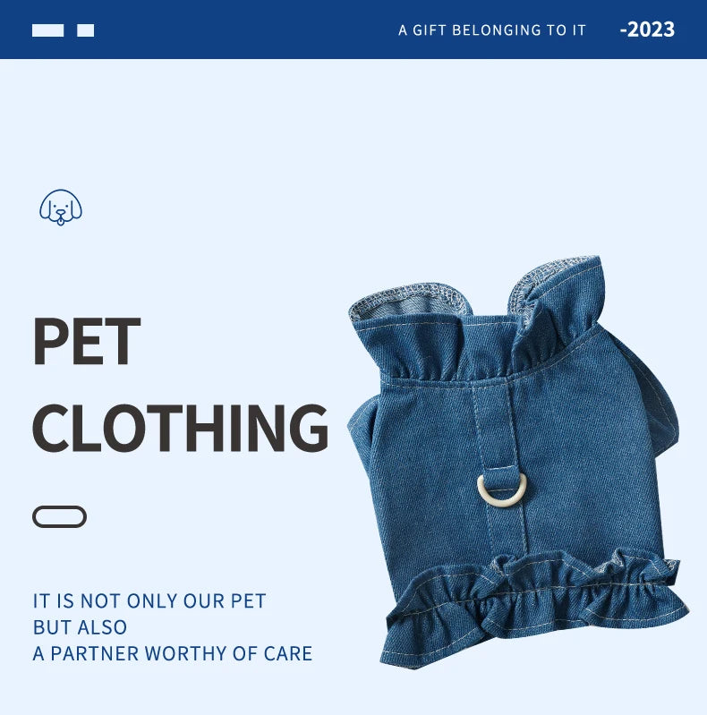 Pet Denim Harness,Dog Jean Vest for Dogs,Dog Clothes for Spring Summer Fashion Outfit,Puppy French Bulldog Chihuahua Dark Blue