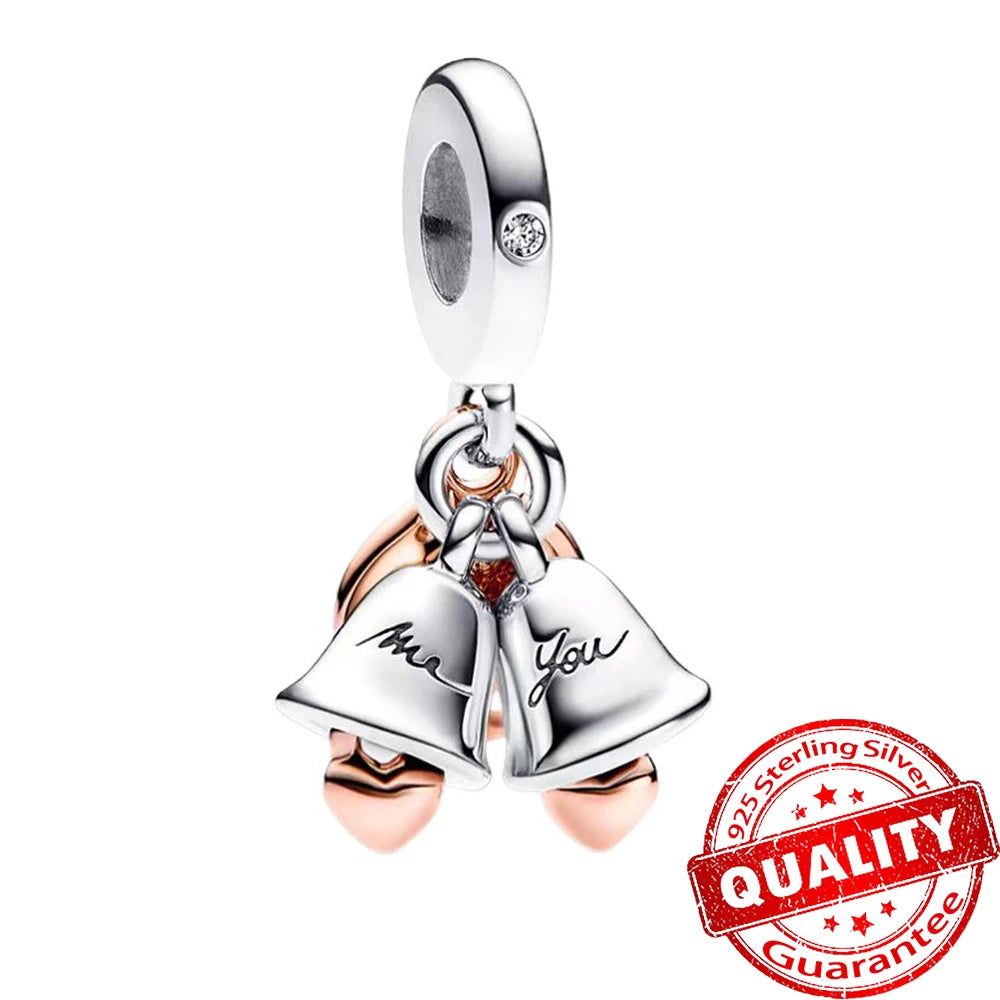 Hot Sale New Arrivals 925 Sterling Silver Snowflake Bell Christmas Series Dangle Charm Fit Original Bracelet Kids Jewelry Gift
