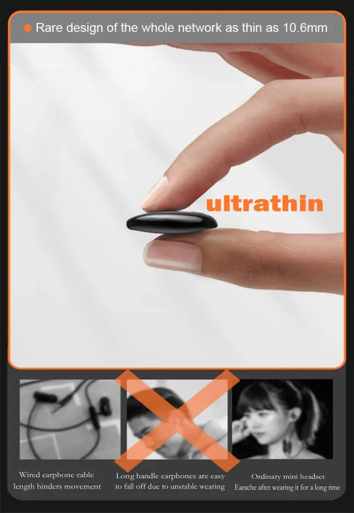 MD528 Sleep Invisible Earbuds Tiny Headphone Sport Stereo Bluetooth 5.3 Earphones Hidden Noise Cancelling Wireless Headset