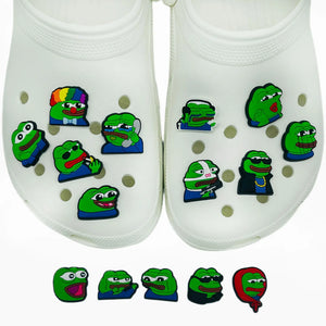 New Arrivals 1Pcs Sad Frog Shoe Charms for Crocs Accessories Decoration Shoe Pin Bracelet Wristband Adult Party Gifts