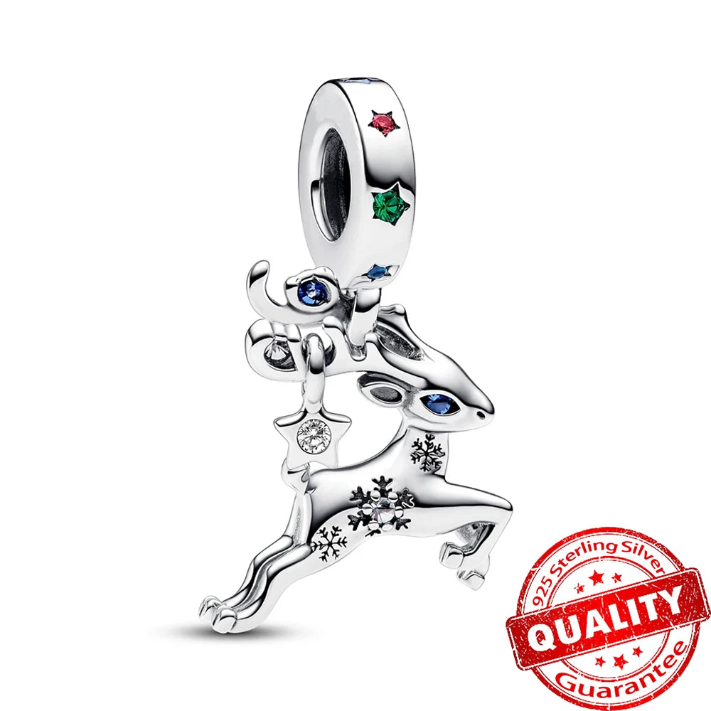 Hot Sale New Arrivals 925 Sterling Silver Snowflake Bell Christmas Series Dangle Charm Fit Original Bracelet Kids Jewelry Gift