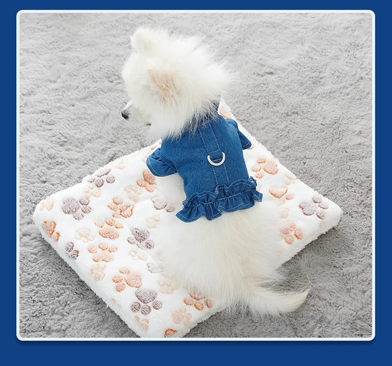 Pet Denim Harness,Dog Jean Vest for Dogs,Dog Clothes for Spring Summer Fashion Outfit,Puppy French Bulldog Chihuahua Dark Blue