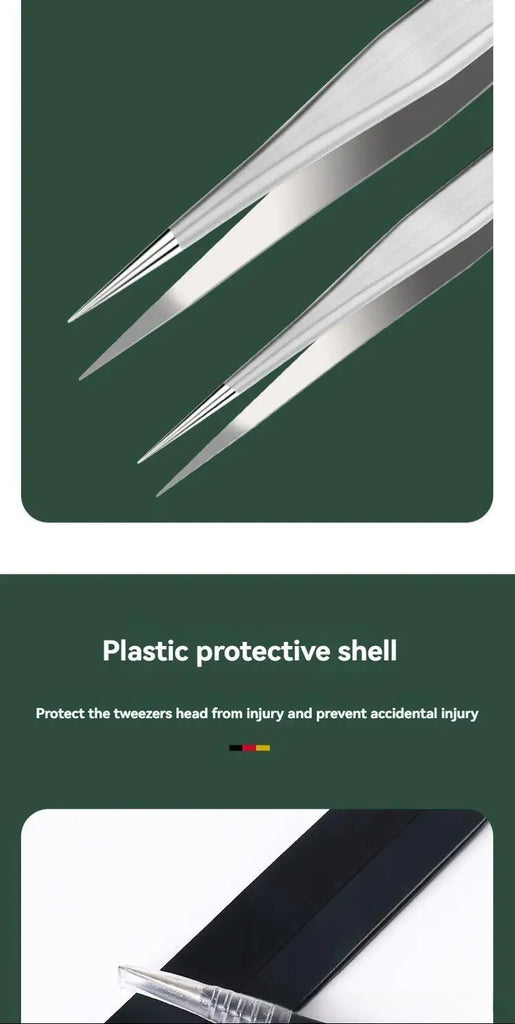 6pcs Precision Long Tweezers Set ESD Anti-Static Stainless SteelTweezers Repair Tools For Electronics Repair Soldering Craft