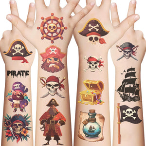 10pcs Cool Pirate Series Tattoo Stickers Cartoon Anime Childer Temporary Tattoos Sticker Pack Toys Funny Birthday Reward Gift