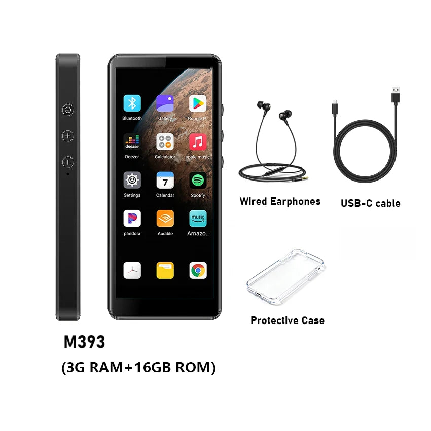 80GB(16GB+64GB) 3.99 inch mp3 player bluetooth 5.0 and WiFi,Android 13.0 FM radio, eBooks, ,Spotify,Audible,capacity up to 1Tb