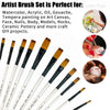 Artist Paint Brush Set 12pcs,  Oil Acrylic Falt Paint Brushes, Watercolor Brush Set for Body, Face, Rock, Canvas Drawing Art Cra