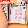 Dry Erase Pockets Reusable File Holder Transparent A4 Folders Kids Teaching Drawing Board Stationary Files Card Storage Supplies