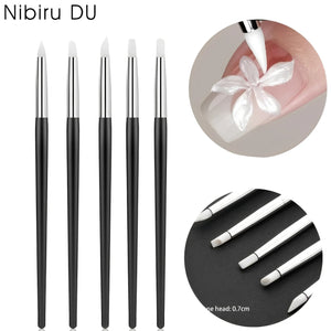 5Pcs/set Silicone Nail Brush UV Gel Polish Tip 3D Image DIY Dotting Polish Brushes Pen Professional DIY Manicure Tools