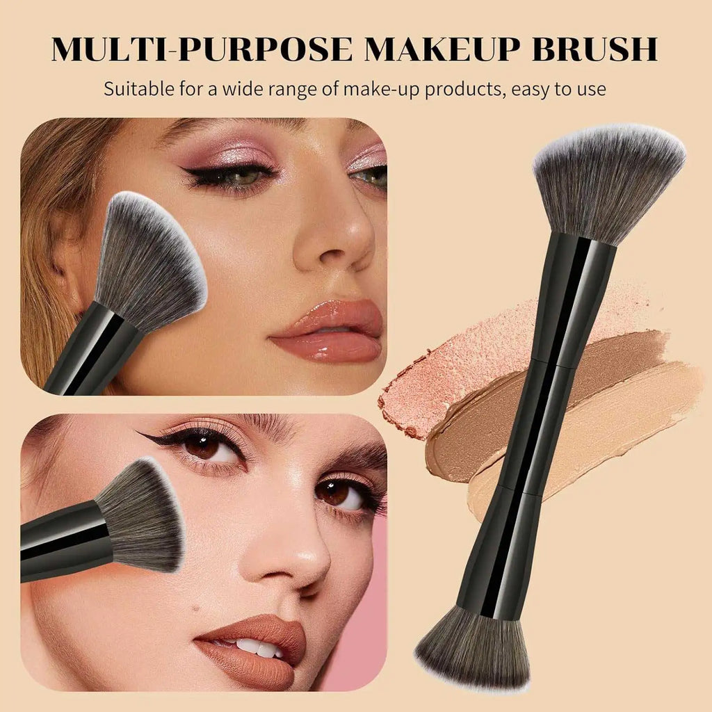 7pcs Makeup Brush Set Double Sided Kabuki Makeup Brushes Contour Brush for Foundation Liquid Powder Concealer Cream Cosmetics Br