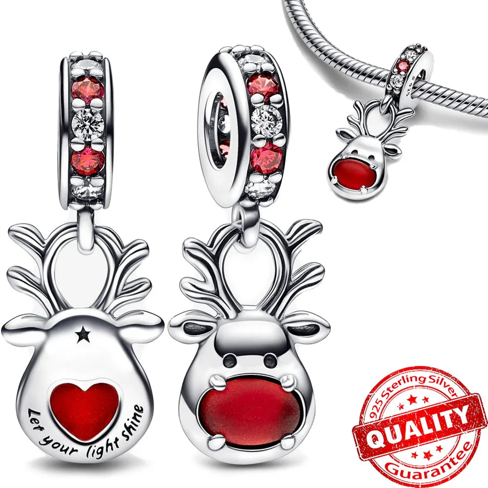 Hot Sale New Arrivals 925 Sterling Silver Snowflake Bell Christmas Series Dangle Charm Fit Original Bracelet Kids Jewelry Gift