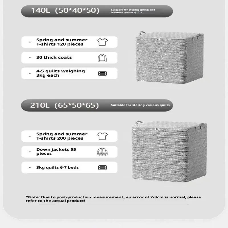 Hot Sale 220L Big Size Clothes Storage Box With Cover Large Laundry Basket Organizer Bag For Baby Foldable