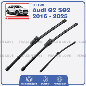 Wiper Blades Set Kit For Audi Q2 SQ2 2016 - 2025 Front Rear Windshield Brushes Windscreen Window Accessories 2017 2018 2019 2020