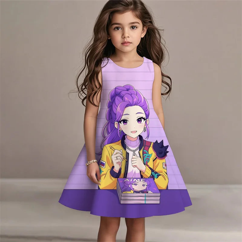 Demon Hunters Summer Kpop Dress Girls Kids Fashion Casual Beach Sleepwear