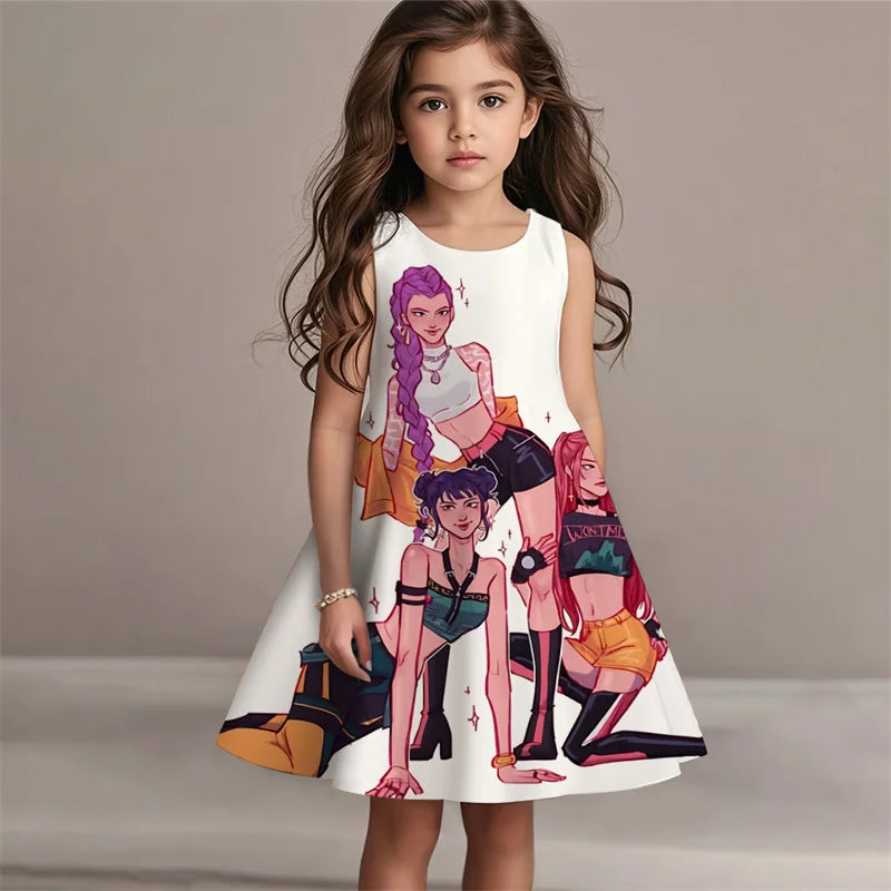 Demon Hunters Summer Kpop Dress Girls Kids Fashion Casual Beach Sleepwear
