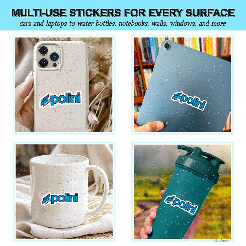 4 POLINI stickers, vinyl decals - suitable for car bumpers, windows, laptops, trucks, vans, water bottles, books - durable