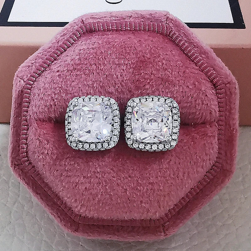 2023 New Arrivals Fashion Luxury silver color korean Zircon Stud Pink Earing Earrings For Women Girl Party Gift Jewelry Z7