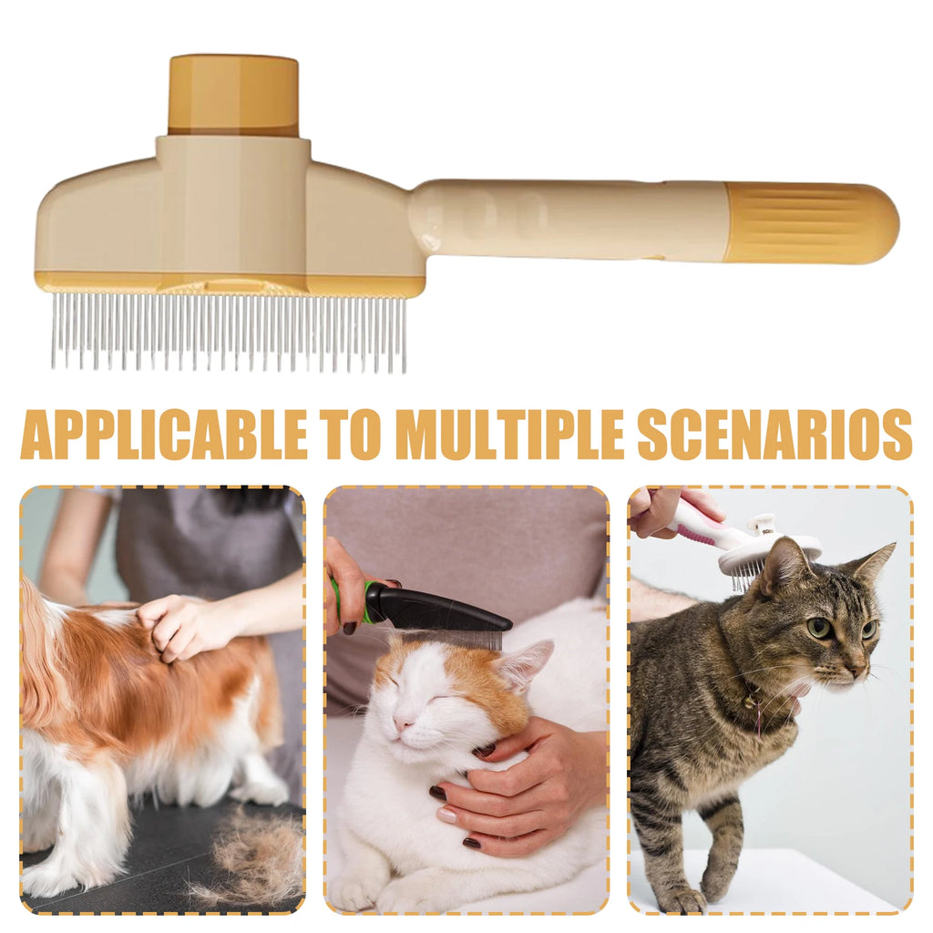 Dog Grooming Comb Cat /Dog Hair Remover Brush Long Hair Pet Self Cleaning Row Pet Removes Hairs Cleaning Bath Brush Dog Supplies