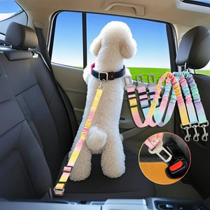 Car Safety Buckle Rope.The Gradient Colored Traction Rope Can Be Adjusted in Length.Suitable for Various Car Models and Pet Dogs
