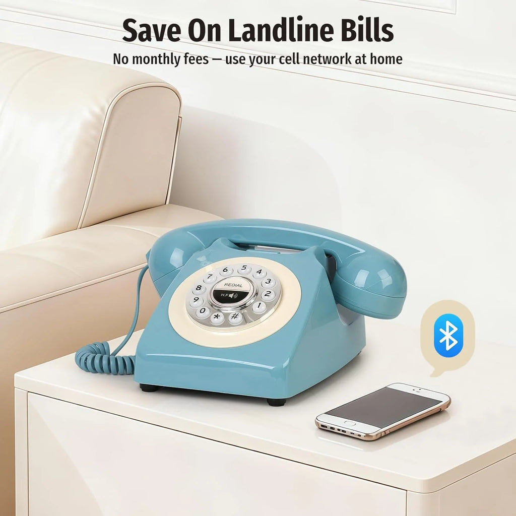 Bluetooth Landline Phone, Retro Bluetooth Home Phone Compatible with Android & iOS, Wireless Cordless Telephone with Speakerphon