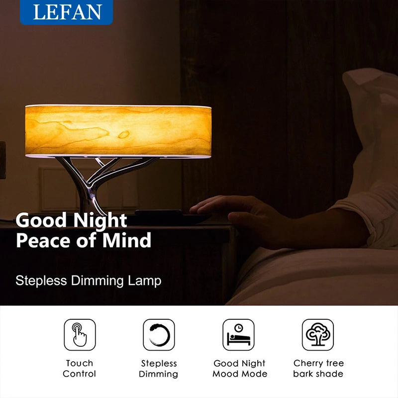 Smart Bedside LED Desk Lamp Built-in Bluetooth Speaker Wireless Phone Charger Smart LED Dimmable  Lamp Cafe Bar Table Light