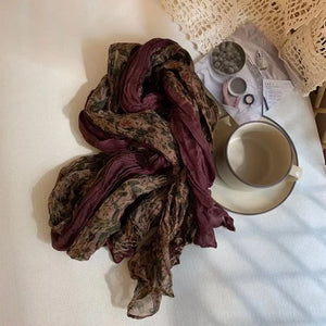 Fashion Autumn Winter Cotton Linen Scarf Vintage Keep Warm Pleated Printed Scarf Square Luxury Brand Designer Shawl Wrap