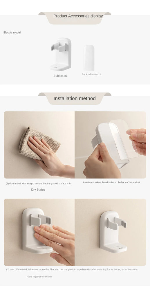 White Electric Razor Holder Non-punching Spring Clip Storage Rack Strong Load-bearing Anti-falling