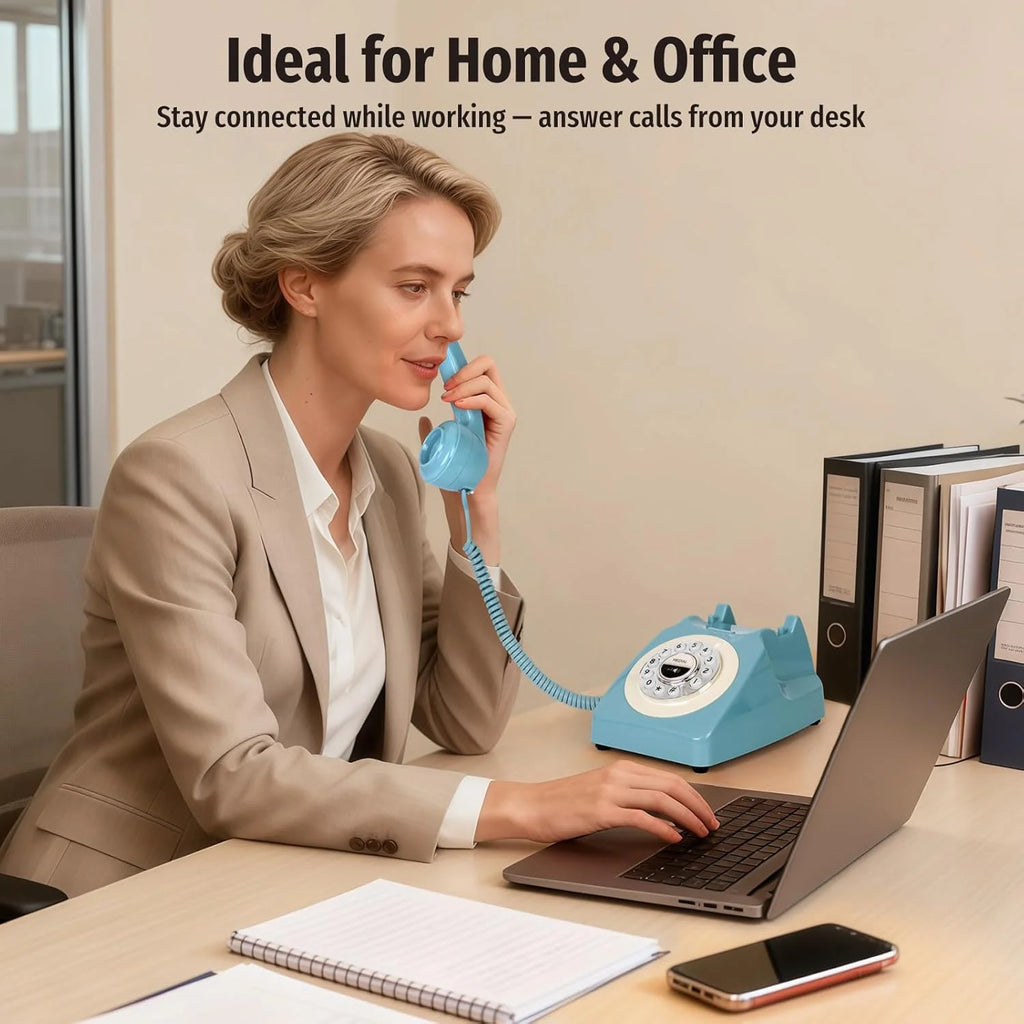 Bluetooth Landline Phone, Retro Bluetooth Home Phone Compatible with Android & iOS, Wireless Cordless Telephone with Speakerphon