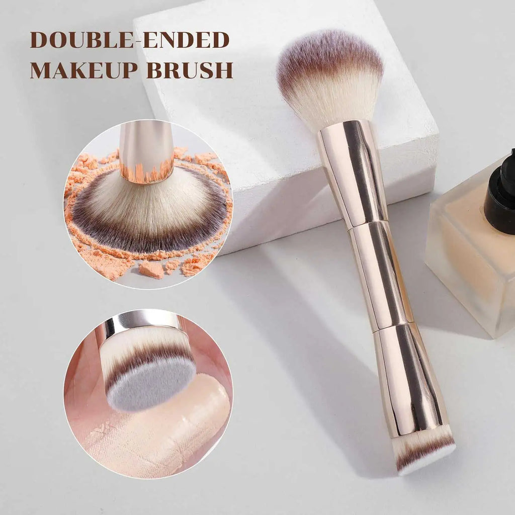 7pcs Makeup Brush Set Double Sided Kabuki Makeup Brushes Contour Brush for Foundation Liquid Powder Concealer Cream Cosmetics Br