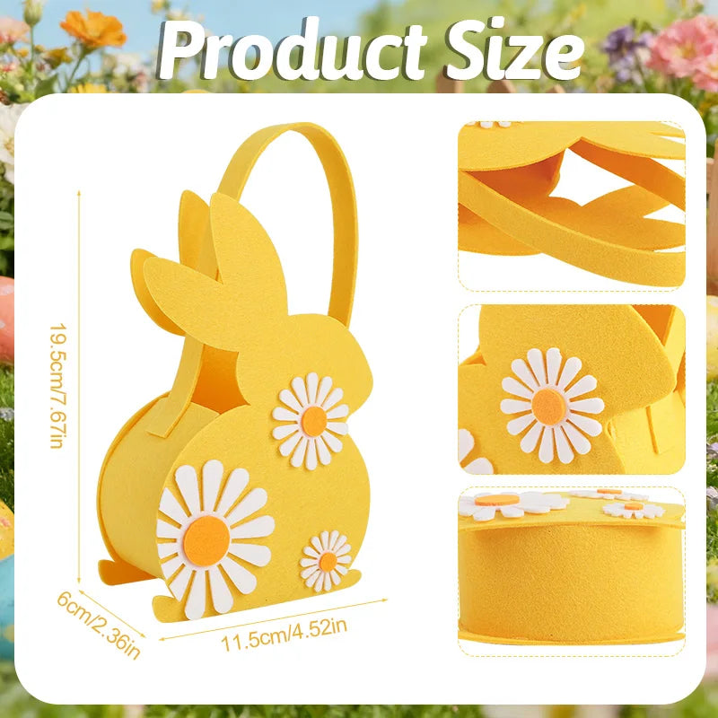 Easter Bunny Basket Kids Candy Tote Bag Soft Felt Gift Storage Basket 2026 Easter Party Decoration Egg Hunt Game Props