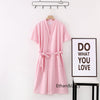 100% Cotton Waffle Robes for Women Summer Thin (nine Sleeves + Short Sleeves) Bathrobe Nightgown Home Service Hotel Bathrobe