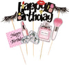 22PC Makeup Cake Toppers Kit - Lipstick, Perfume, Eyelash, Diamond Brush Decor for Women Girls Birthday Bridal Shower Spa Party