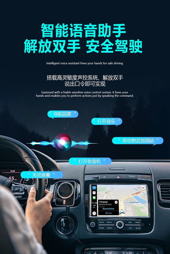 2026 New 4-in-1 Bluetooth CarPlay Adapter, Wireless Screen Mirroring to Car Stereo, Plug & Play for Wired Carplay Cars