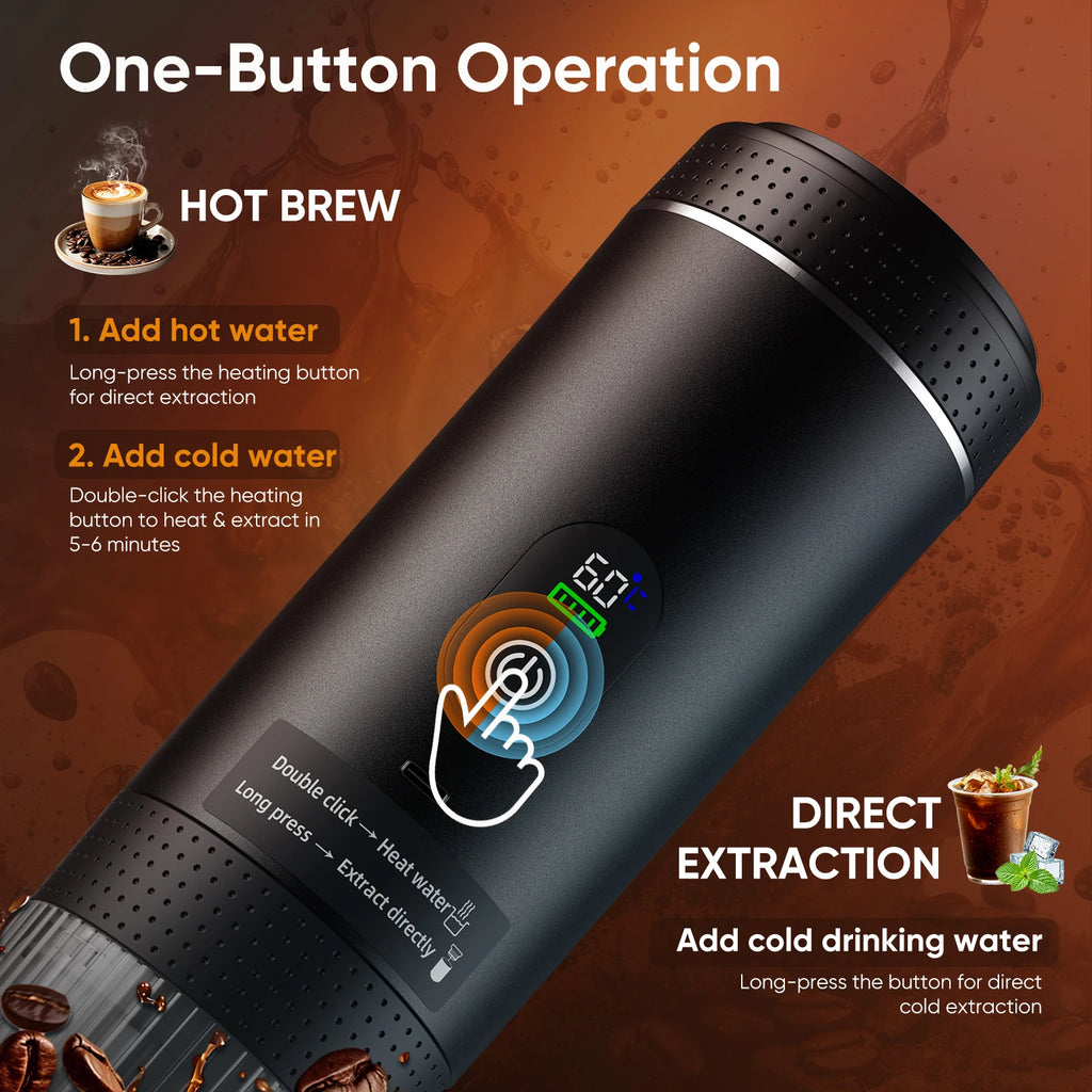 3-in-1 Wireless Electric Portable Espresso Coffee Machine for Car & Home Camping Coffee Maker Capsule Powder Travel Coffee Maker