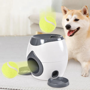 2 in 1 Dog Pet Interactive Toy Tennis Ball Launcher Automatic Throwing Training Reward Machine Fun Feeding Machine Pet Supplies