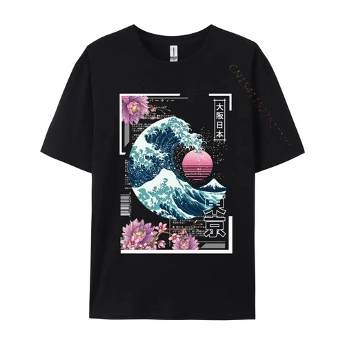 Vaporwave Synthwave 80 Is Japan Japanese Great Wave Tokyo 80s Funny Camisa T Shirts Tops Shirts On Sale Cotton