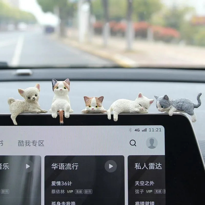 Home Decoration Cute Desktop Gifts Cartoon Simulation Edge Hang Cat Car Center Console Ornaments Decoration Car Accessories