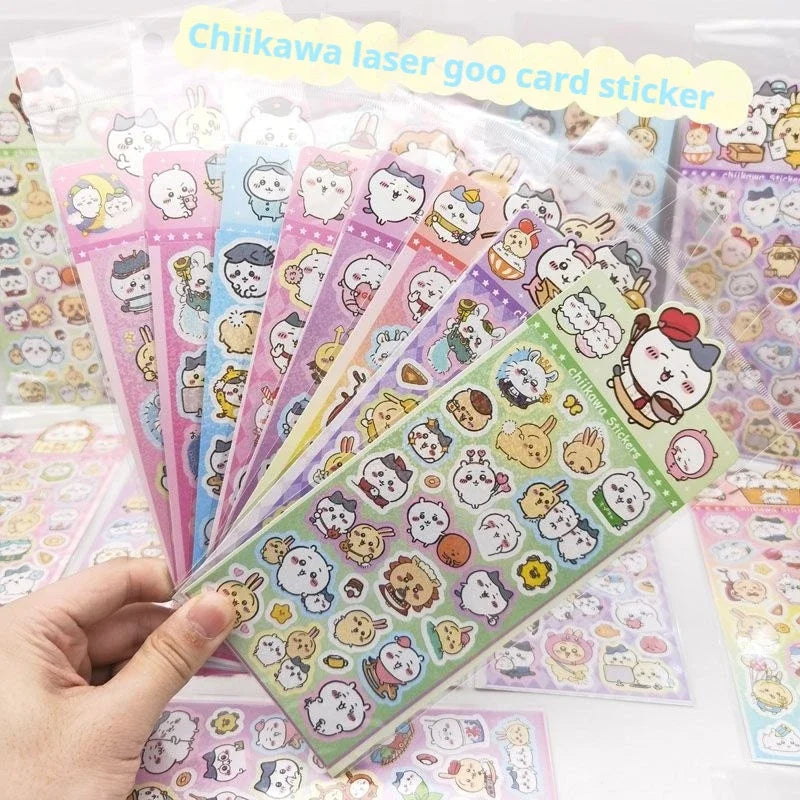 Kawaii Chiikawa Laser Stickers, Cartoon Animal Decals for Laptop, Binder & Kids Crafts