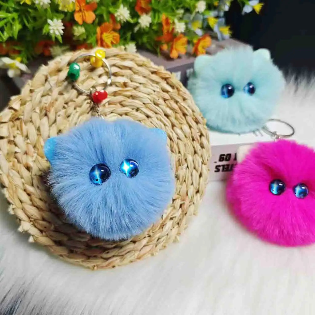 Blush Cat Ball Original Design Cartoon Handmade Plush Pendant Cat Keychain Girly Gift for Girls