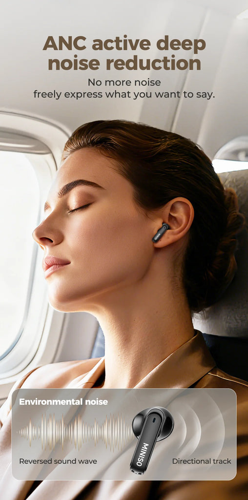 【MINISO MS103 】AI Bluetooth Headphones 135 Languages Translation, Trendy Color Touchscreen, Gaming Wireless Headphones