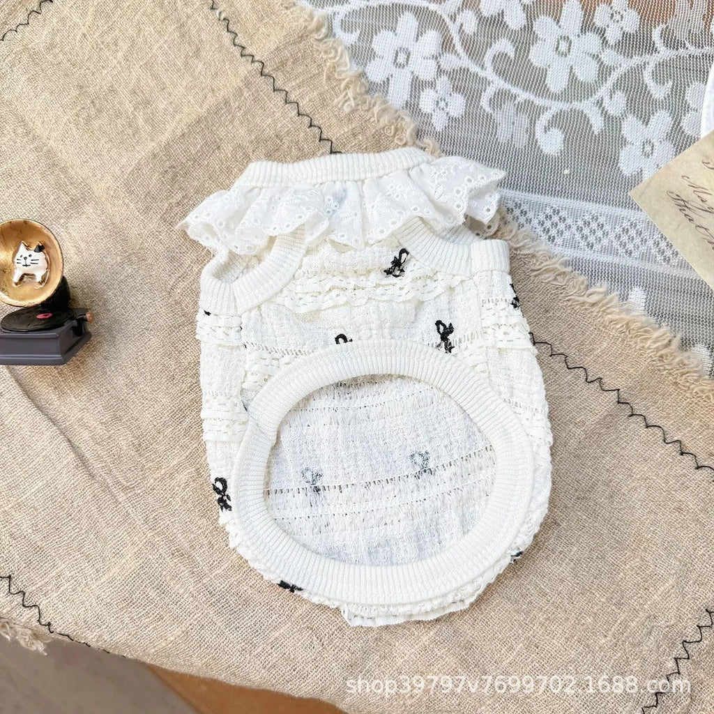 Pet Spring/Summer Breathable Cake Skirt Lace Vest Pet Cat Top Strap Puppy Clothes Dog Clothes for Small Dogs